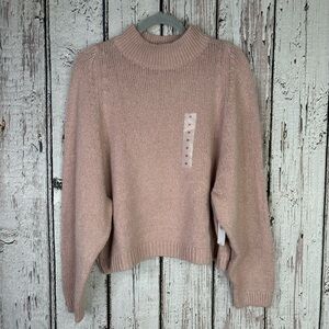🏷️NWT New Old Navy Sweater Size‎ Medium Dusty Pink Mock Neck Fuzzy Long Sleeve